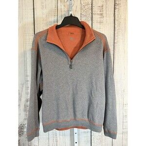 Tommy Bahama Men’s 1/4 Zip Pullover Sweater Reversible Orange Grey Large
